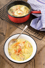 cullen skink, typical scottish food with smoked haddock