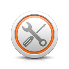 Spanner & Screwdriver – Light gray button with reflection & orange