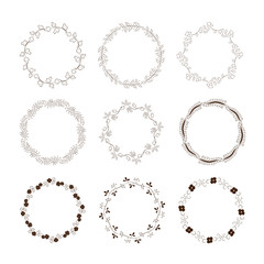 Floral vintage round frames collection. Decorative romantic frame