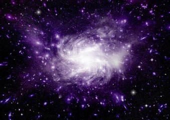 Stars of a planet and galaxy in a free space. Elements of this image furnished by NASA .