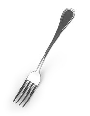 Silver fork isolated on a white background with shadow