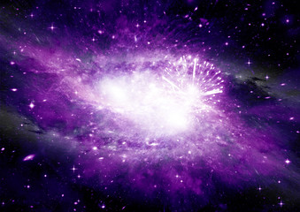 Stars of a planet and galaxy in a free space. Elements of this image furnished by NASA .