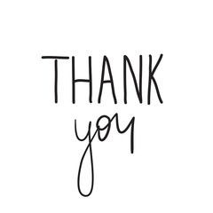 Lettering with the words thank you black on white background. Poster with gratitude on Thanksgiving Day. Vector illustration.