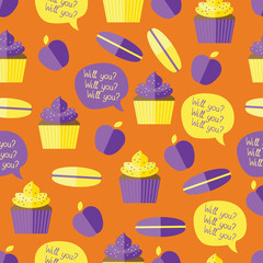 seamless pattern of coffee and macaroon