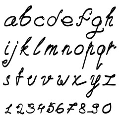 Calligraphic vector font with numerals.