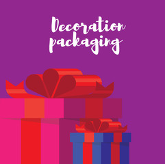 Banner with colorful, bright gift boxes.