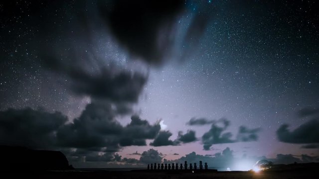 Milky Way at Moai Ahu Tongariki, Easter Island Chile