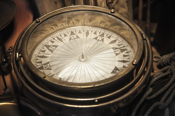 Vintage compass, close up photo