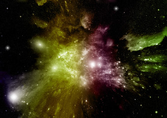 Stars of a planet and galaxy in a free space. Elements of this image furnished by NASA .