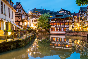 Quaint timbered houses of Petite France in Strasbourg, France.  - obrazy, fototapety, plakaty