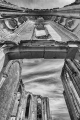 Old church and abbey ruins in the Loire Valley, France,