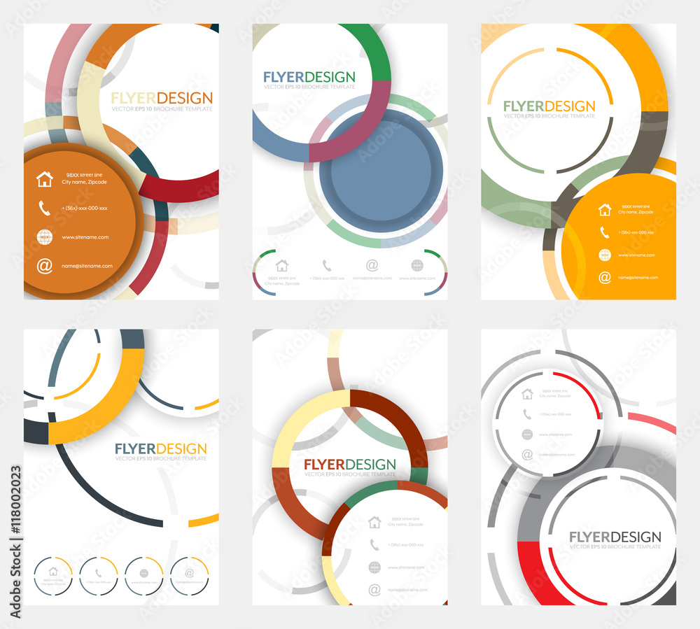 Poster set of flyer design with circular pattern. corporate banner or brochure in a4 size.