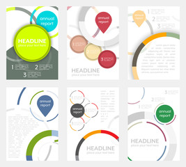 Set of flyer design with circular pattern. Corporate banner or brochure in A4 size.