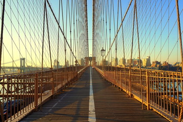 Рассвет на Бруклинском мосту. Dawn at the Brooklyn Bridge.