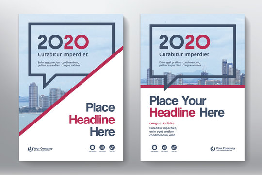 Red Color Scheme with City Background Business Book Cover Design Template in A4. Easy to adapt to Brochure, Annual Report, Magazine, Poster, Corporate Presentation, Portfolio, Flyer, Banner, Website
