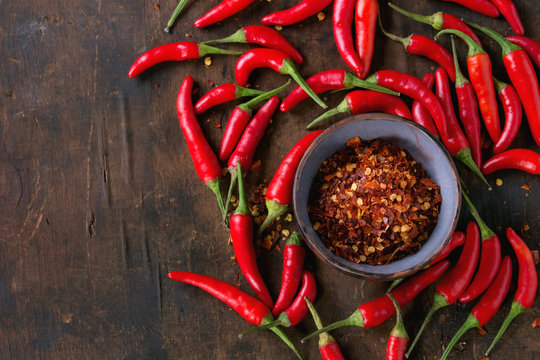 Heap of red hot chili peppers