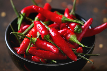 Heap of red hot chili peppers