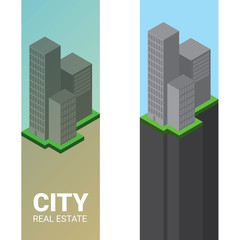 real estate vector logo isometric. office tower