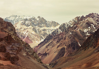 Fototapeta premium Mountains in Aconcagua national park. Andes, Argentina. 
