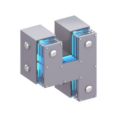 Obraz premium futuristic font with blue light. 