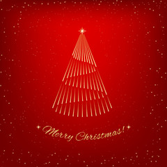 Glitter Merry Christmas background with stylized Christmas tree