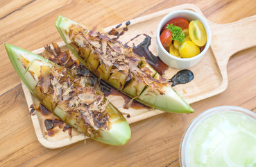 green melon with japanese sauce