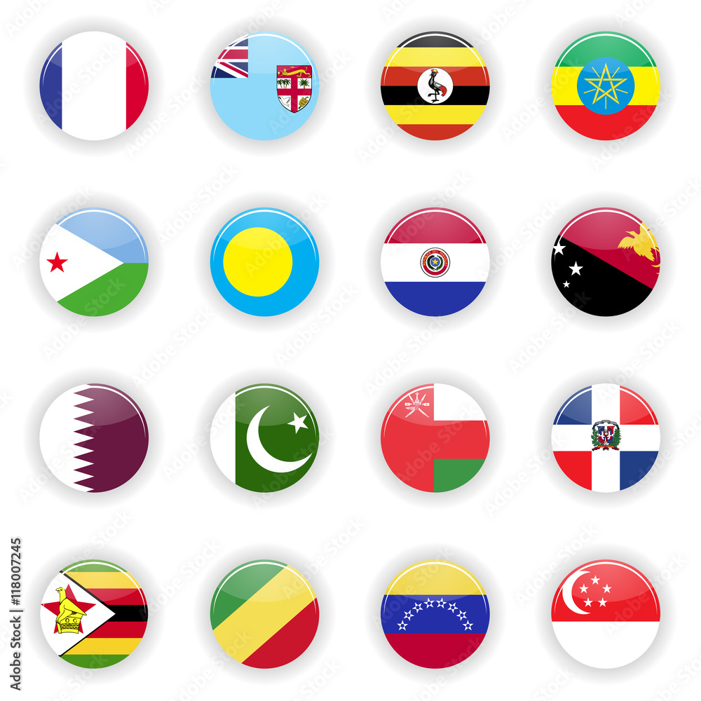 Poster flags set. universal flags set to use for web and mobile ui vector illustration