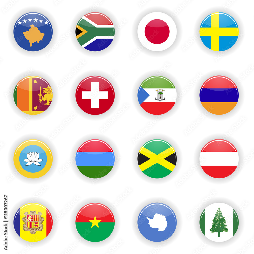 Poster flags set. universal flags set to use for web and mobile ui vector illustration