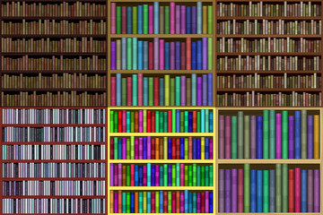Set of bookshelf generated textures