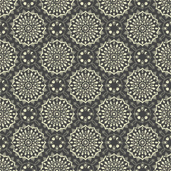 Seamless hand drawn mandala pattern. Vintage elements in orienta