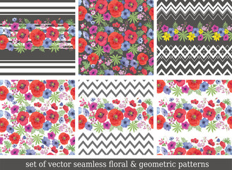Vector Backgrounds with Garden Flowers.