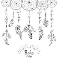 Background with Native American Indian Talisman Dreamcatcher.