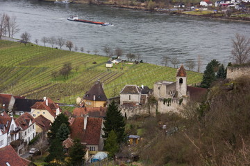 Fototapeta premium Durnstein, Wachau, Austria. Early spring.