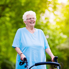 Senior lady with a walker