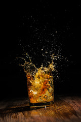cognac on the wooden table