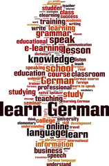 Learn German word cloud concept. Vector illustration
