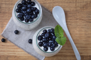 Healthy breakfast or morning snack with chia seeds vanilla puddi