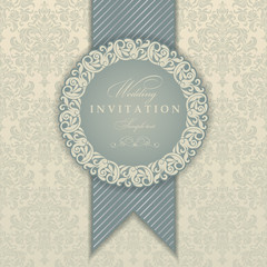 Invitation cards in an old-style beige and blue