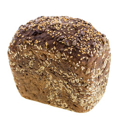grain rye bread isolated on white background