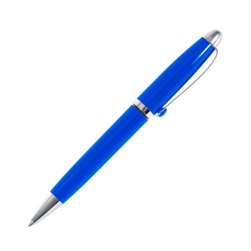 Blue Pen With Shadow On White