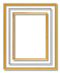 Fototapeta premium The antique gold and silver frame on white background