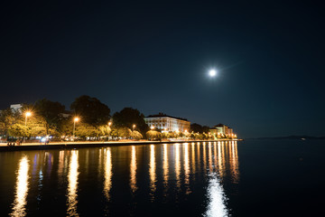 night view of the old city Zadar.