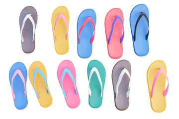Rubber shoes / Colorful rubber shoes on white background. Top view.