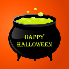 Witches pot for halloween with green .potion. Vector illustration