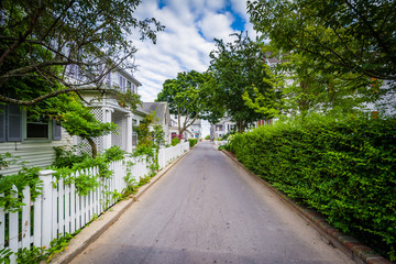 House and narrow street in Provincetown, Cape Cod, Massachusetts