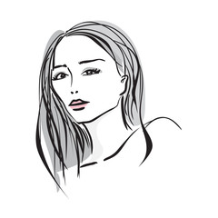 Hand drawn young woman face