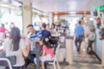Fototapeta premium Blurred Customer at restaurant blur background with bokeh, Blurr
