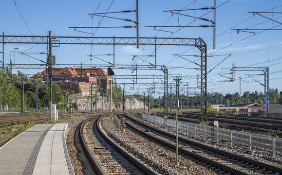train tracks in Pasila, Helsinki, Finland