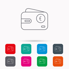 Obraz premium Euro wallet icon. EUR cash money bag sign.