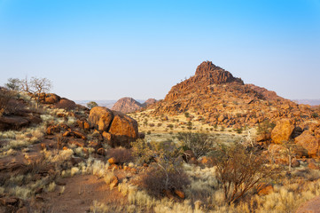 Fototapeta na wymiar View of Damaraland in Namibia, Africa, at sunrise